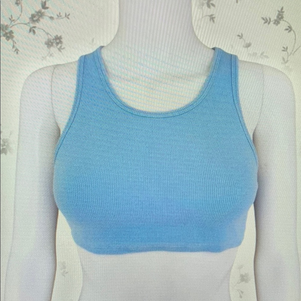 Blue Ribbed Tank Top